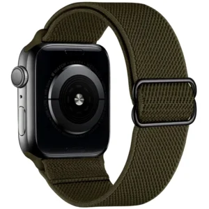 Watch Straps Co Elastic Apple Watch loop band that stretches and can be adjusted in army green