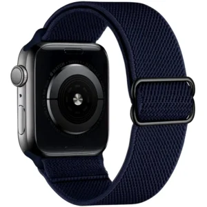 Watch Straps Co Elastic Apple Watch loop band that stretches and can be adjusted in navy blue