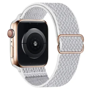 Watch Straps Co Elastic Apple Watch loop band that stretches and can be adjusted in pale grey twill