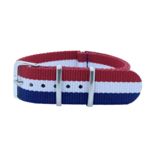 NATO watch Strap - Red, Blue & White, 3 stripes by Watch Straps Co