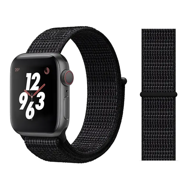 Apple Watch loop sport band - Velcro - Black by Watch Straps Co
