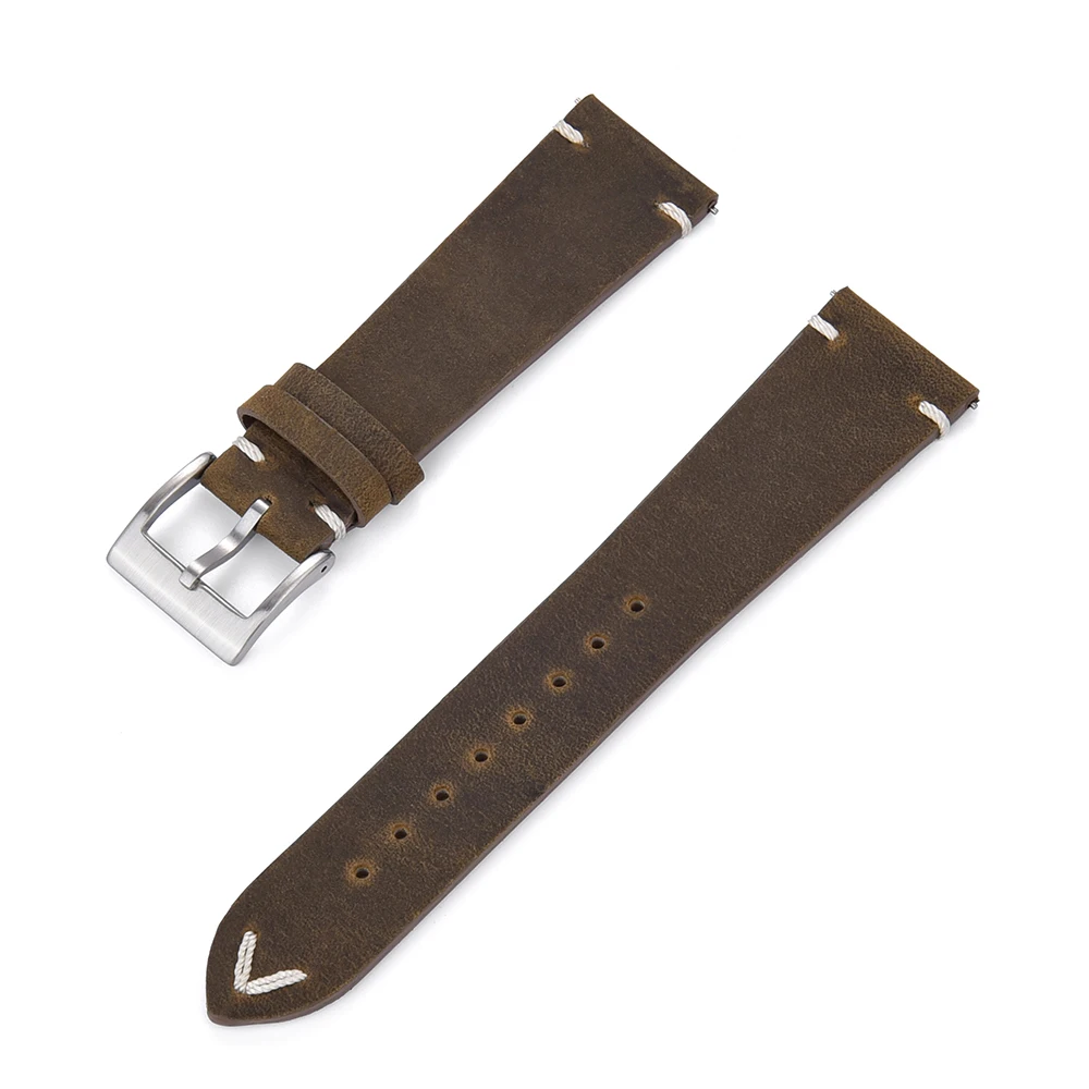 Crazy Horse Leather Watch Bands in Dark Brown from Watch Straps Canada